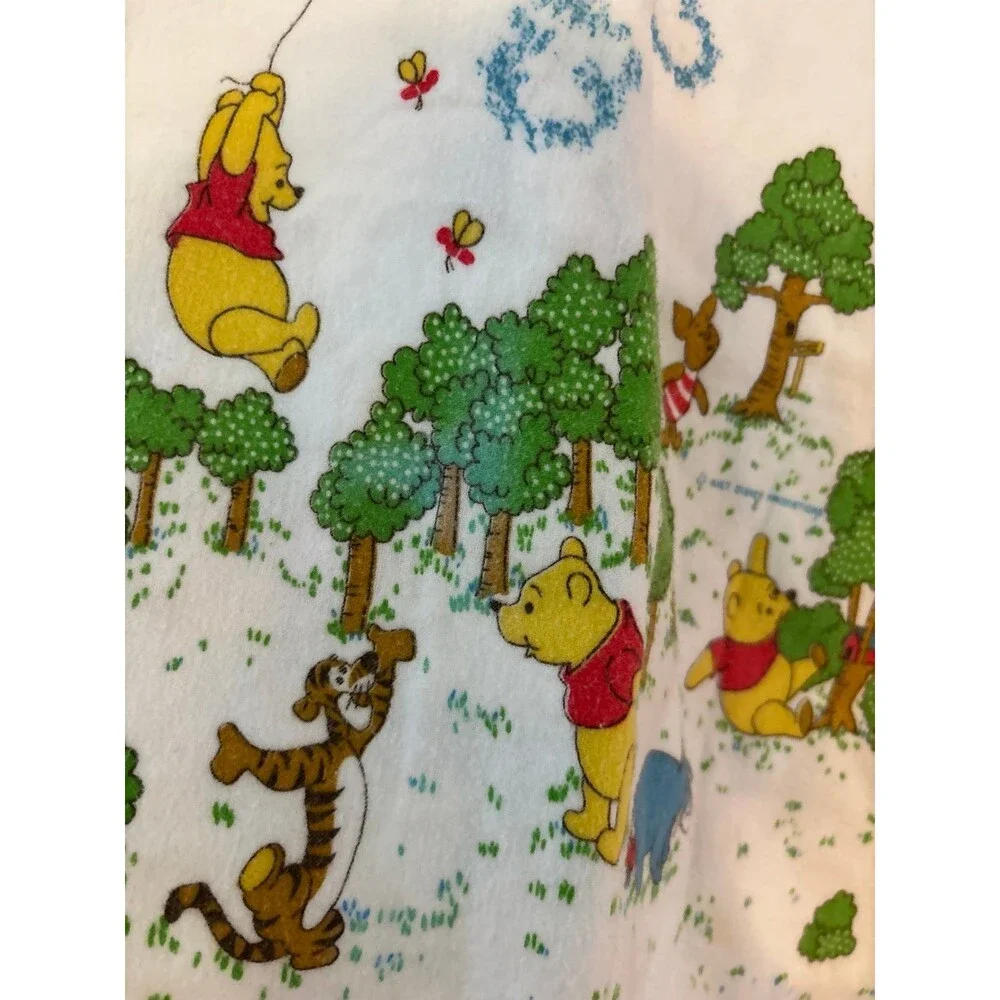 Winnie the Pooh Baby Blanket Vintage Cotton Flannel Tigger Eeyore Piglet Gopher
